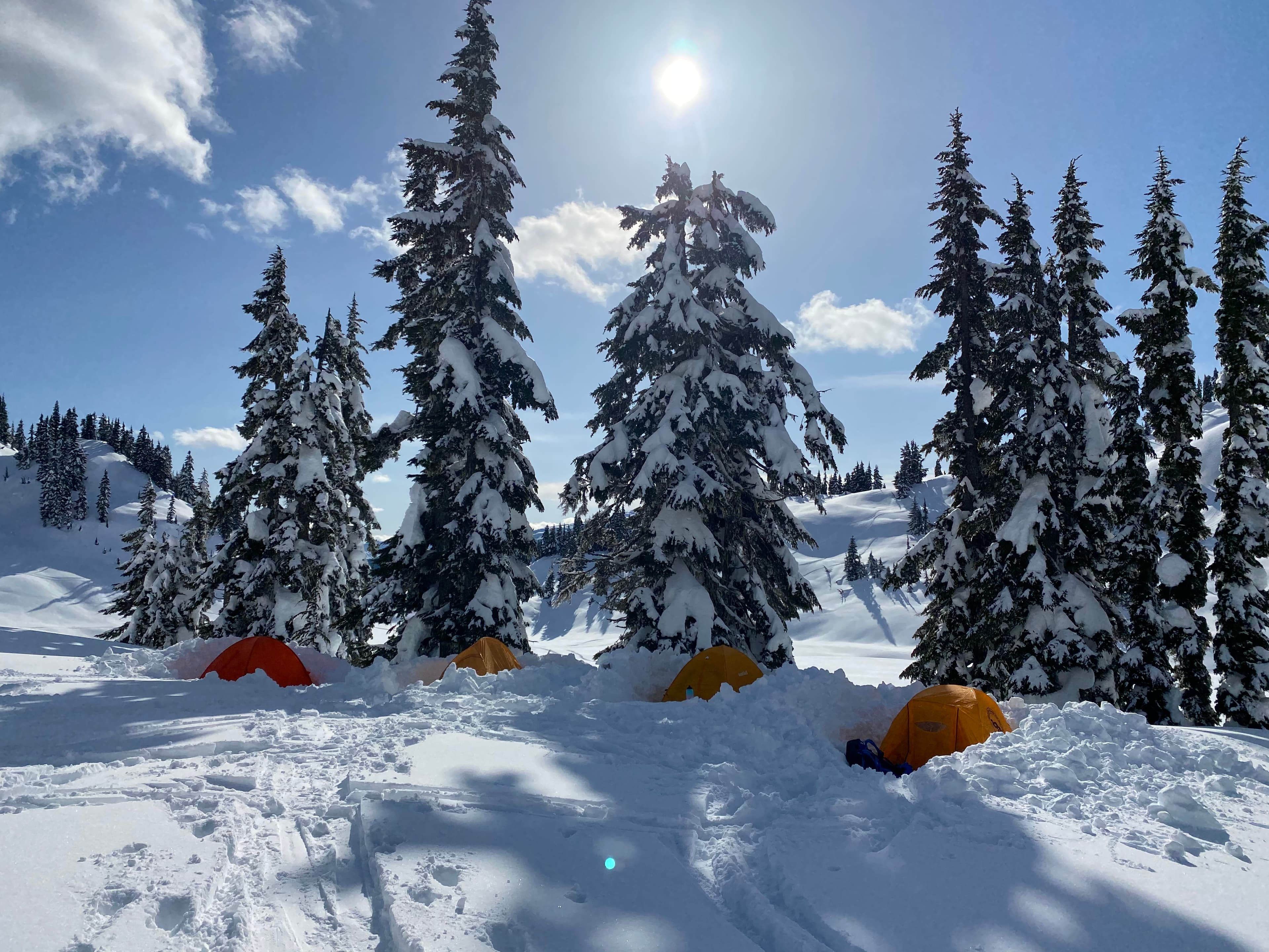 Alpine tent at sunrise